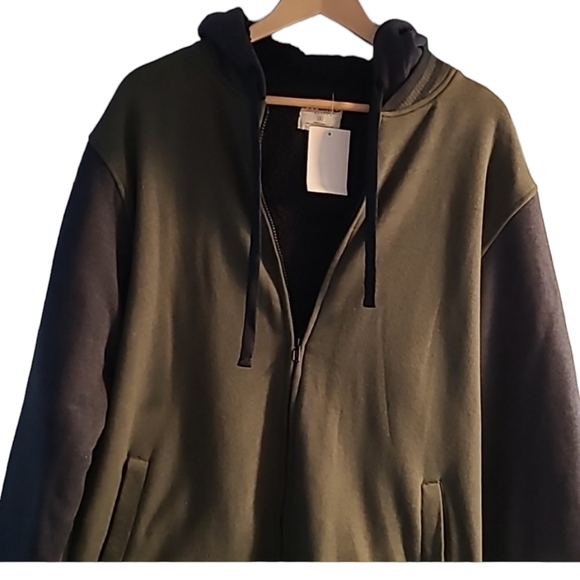 HYBRID BRAND MENS WARM SOFT WARM  ZIPPERED FOREST GREEN HOODED JACKET SIZE LARGE - Picture 2 of 11